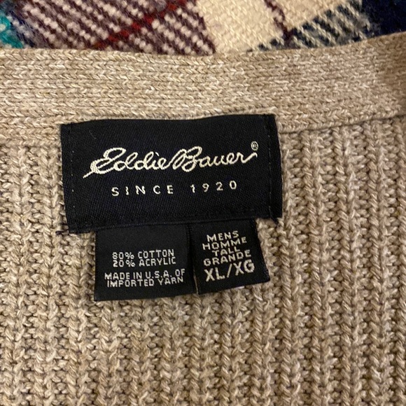Eddie Bauer Vintage 90s/2000s Tan Cardigan Vest - Picture 3 of 3